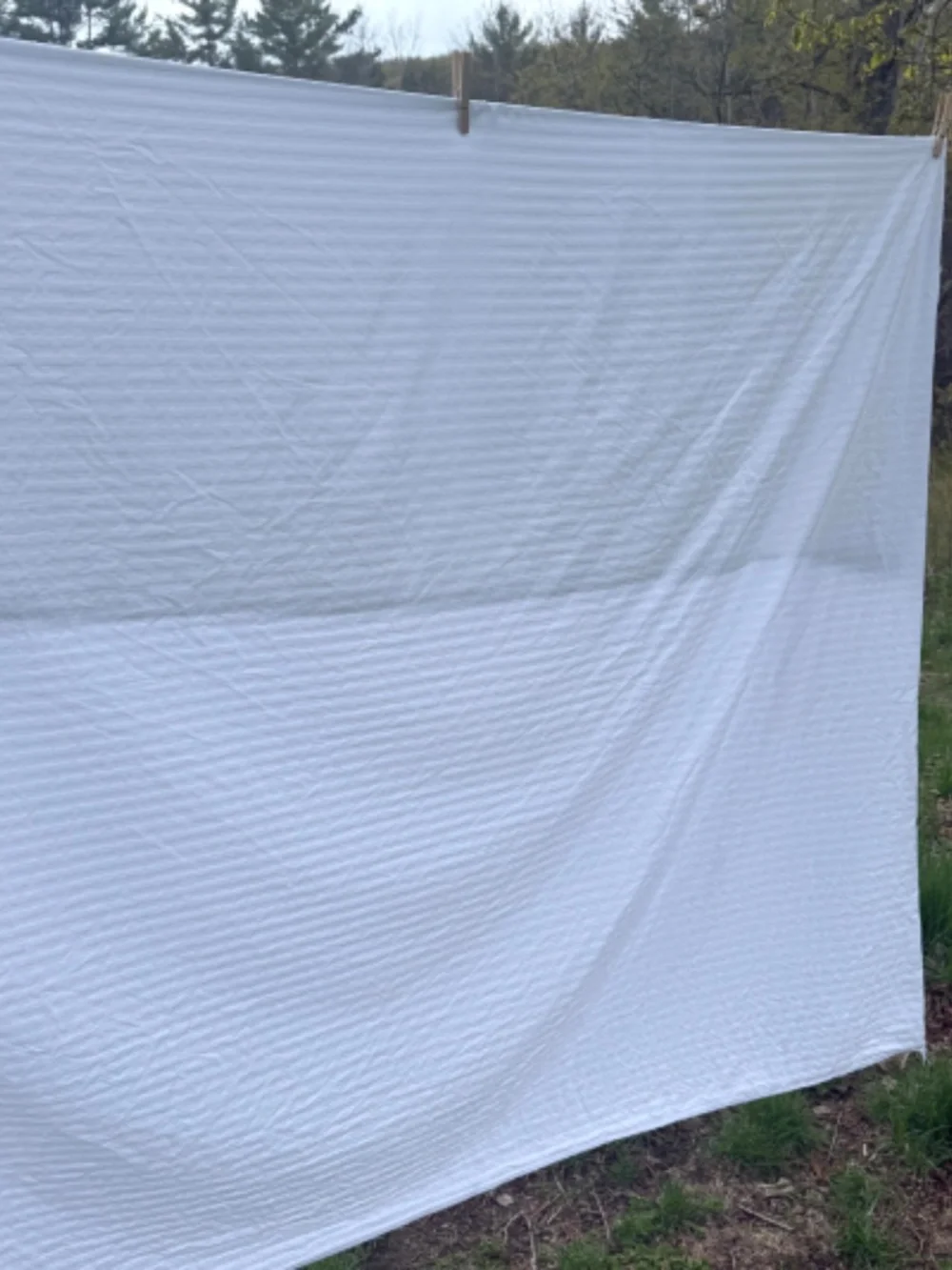 Anichini Queen Duvet Cover Italian Cotton White on White Striped Bottom Pocket